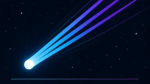 Ilustración de Halley, agente de operaciones de Boreas: un cometa con estela azul y violeta cruzando el cielo nocturno